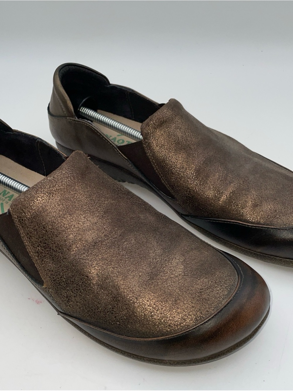Naot Woman Metallic Bronze Slip-On Loafers EU Size 41